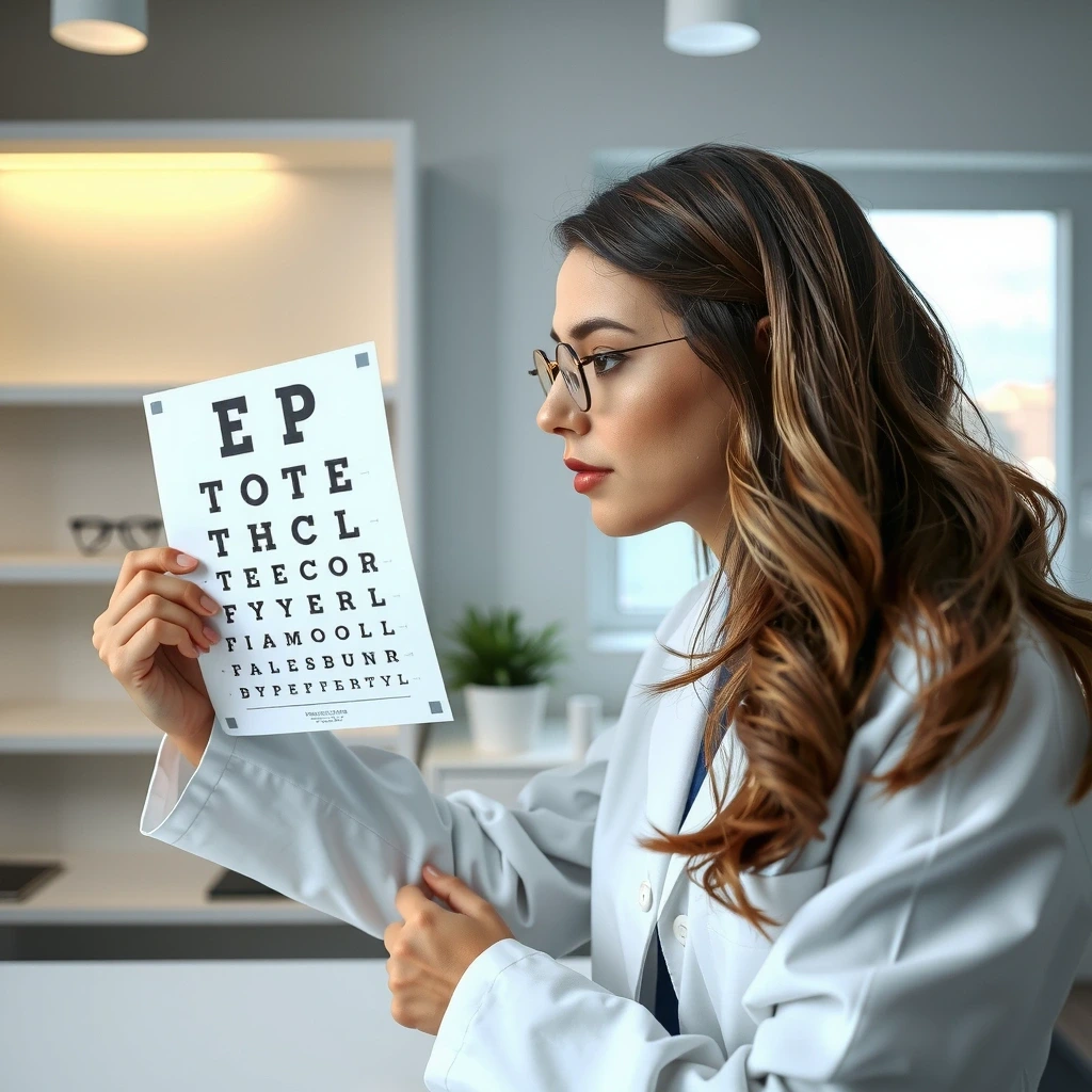 Dokter spesialis mata memeriksa visi pasien