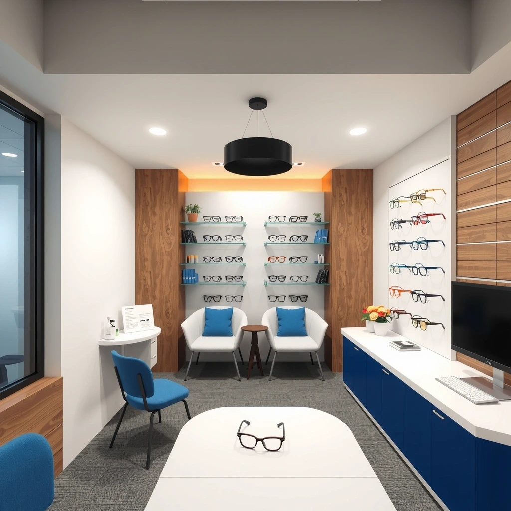 Suasana klinik Optikjelasmakassary yang modern