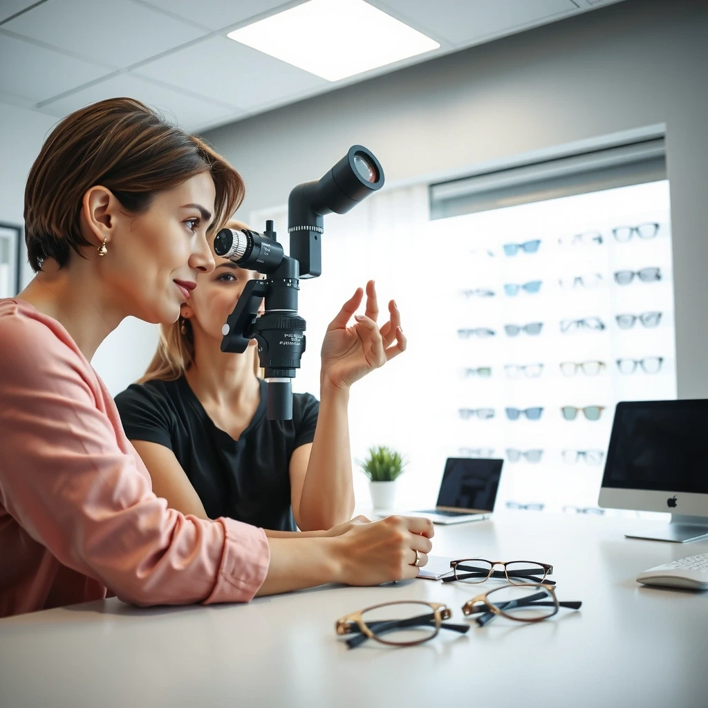 Dokter spesialis mata melakukan pemeriksaan
